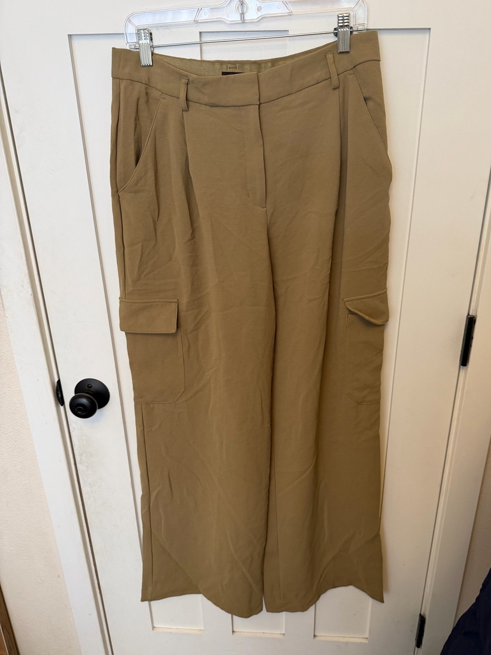 Express Olive Green Wide leg Trousers High Rise Cargo Dress Pants Size 10 R